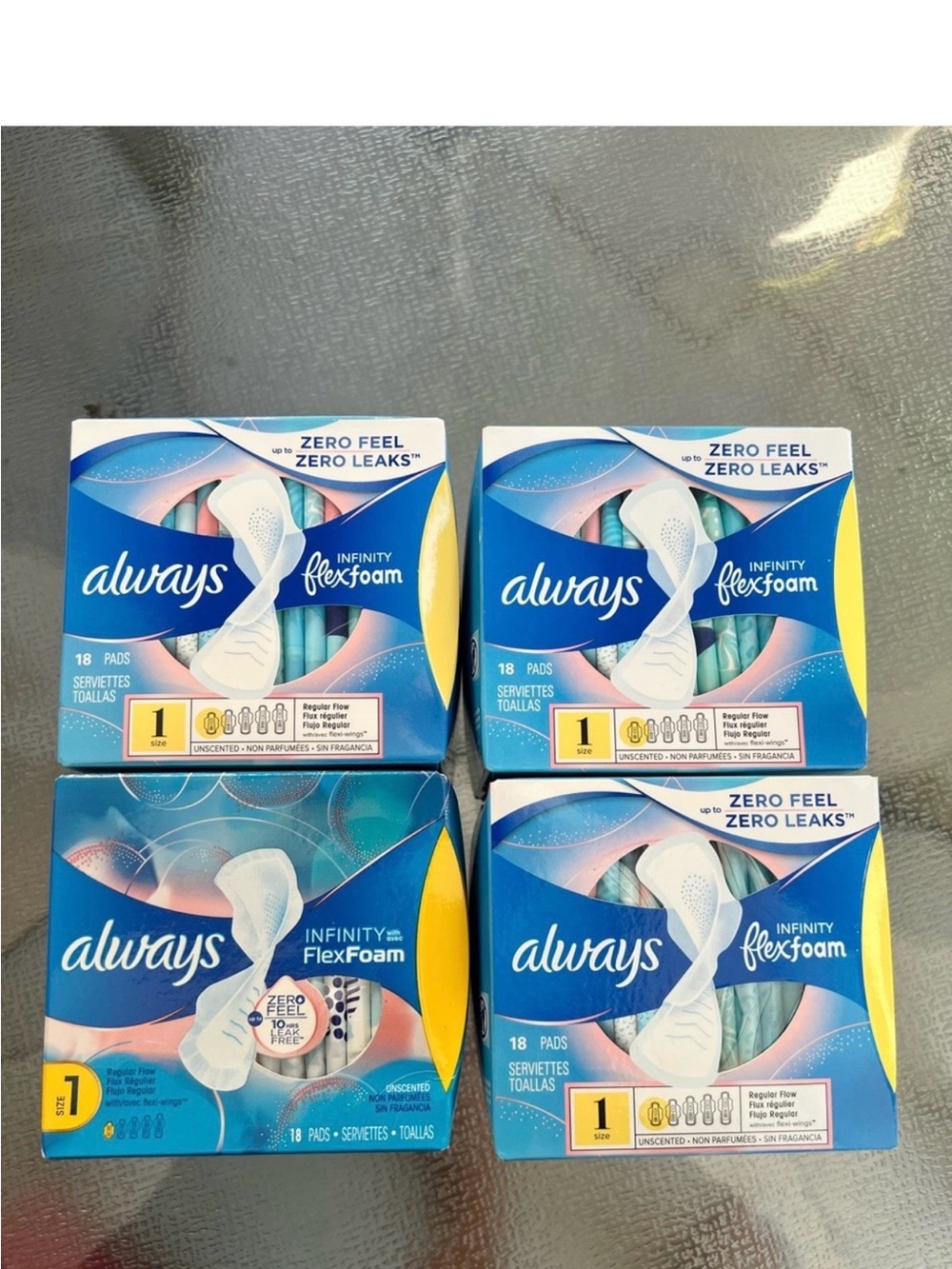 Always Infinity FlexFoam Pads Pack - Blue, White, Yellow (4 Boxes)